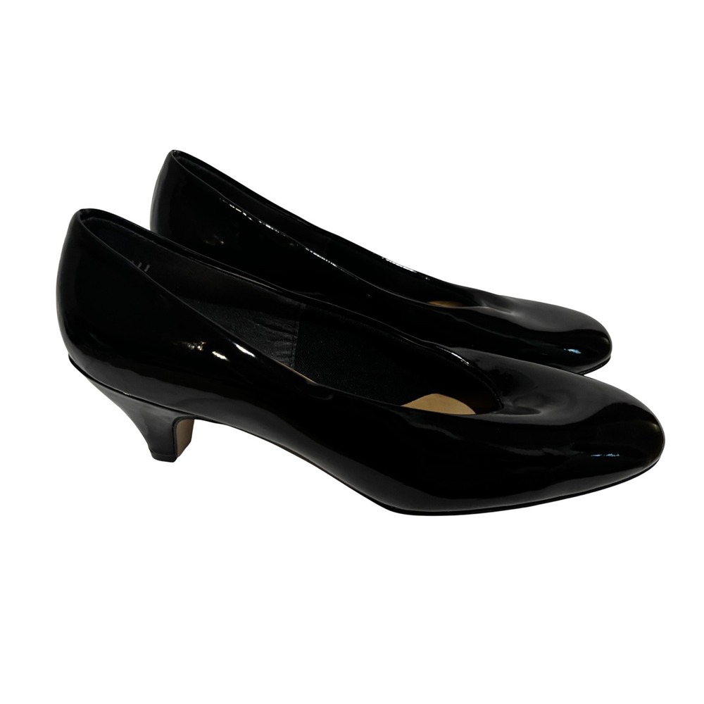 Capps Airlite Uniform Footwear Black Patent Kitten Heel Pumps Womens 10W USA
